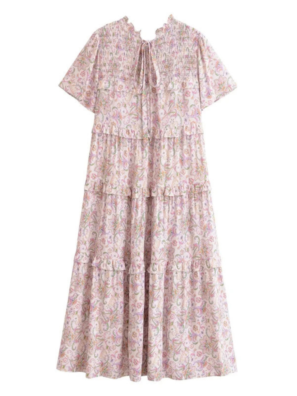 ZARA Womens Boho Printed Rayon Vacation Casual Dress
